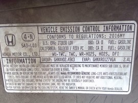 2016 HONDA ACCORD, BLACK,  LX. 2.4L, AT.   A25186